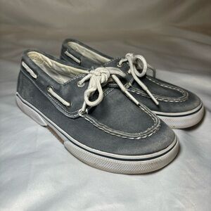 Youth Boys Sperry Shoes blueish grey & white Size 12.5 Boat shoes slip on